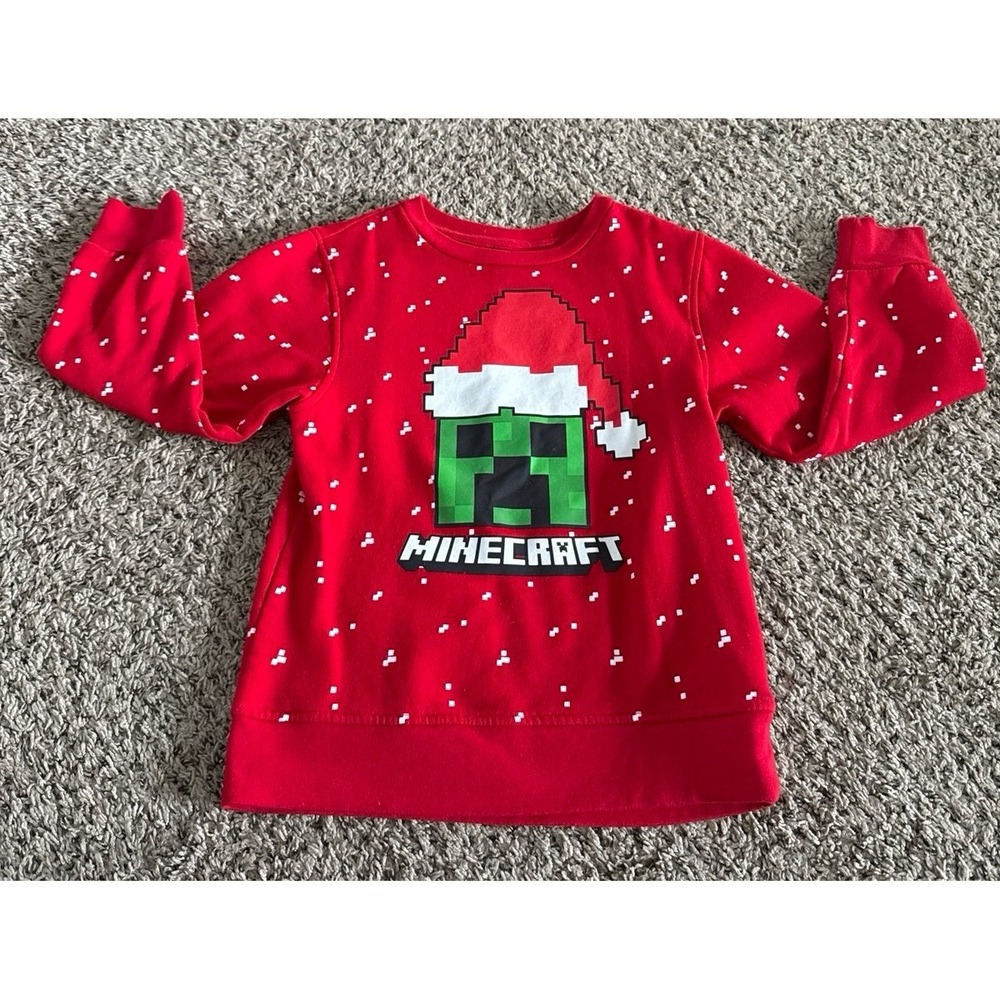 Mad Engine Boys Red Minecraft Christmas Sweatshirt Size Medium